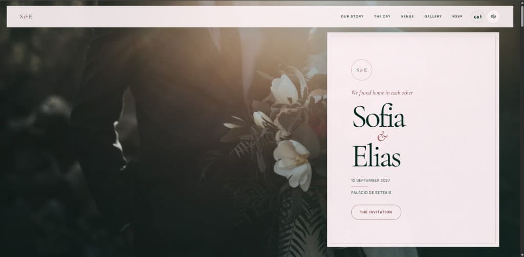 First Light wedding website on a desktop screen